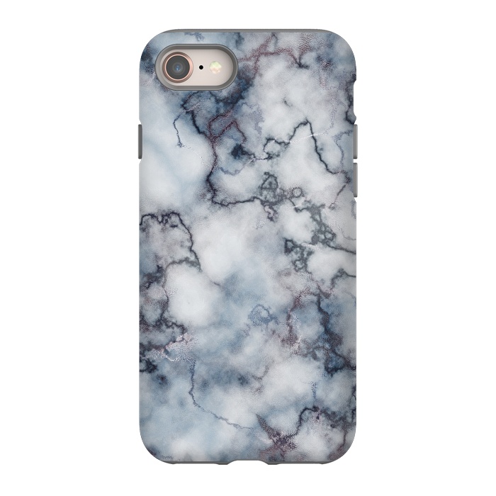 iPhone SE StrongFit Blue and Silver Veined Marble by CatJello