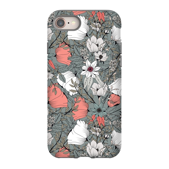 iPhone SE StrongFit Botanical Pattern Gray by Jelena Obradovic
