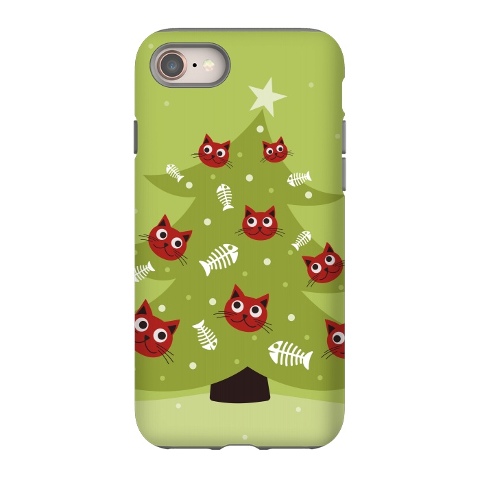 iPhone SE StrongFit Cat Christmas Tree With Fish Ornaments by Boriana Giormova