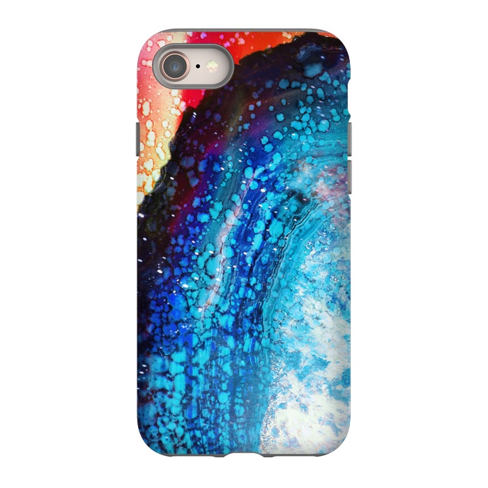 iPhone SE StrongFit Paint splattered marble blue red by Oana 