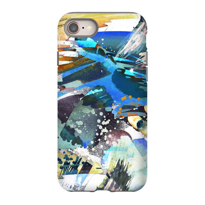iPhone SE StrongFit Abstract watercolor splatter and brushstrokes by Oana 