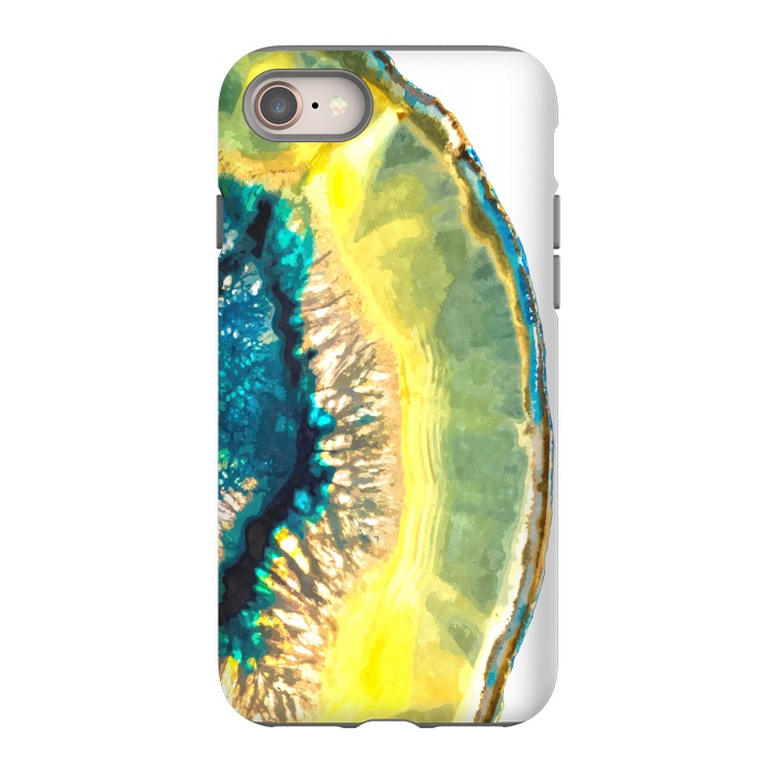 iPhone SE StrongFit Blue and Yellow Agate by Alemi