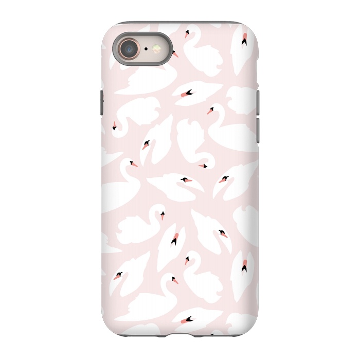 iPhone SE StrongFit Swan Pattern on Pink 030 by Jelena Obradovic