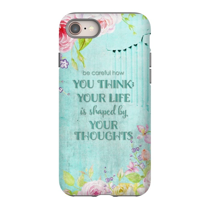 iPhone SE StrongFit Be Carefull - Floral Typopgraphy on Teal by  Utart