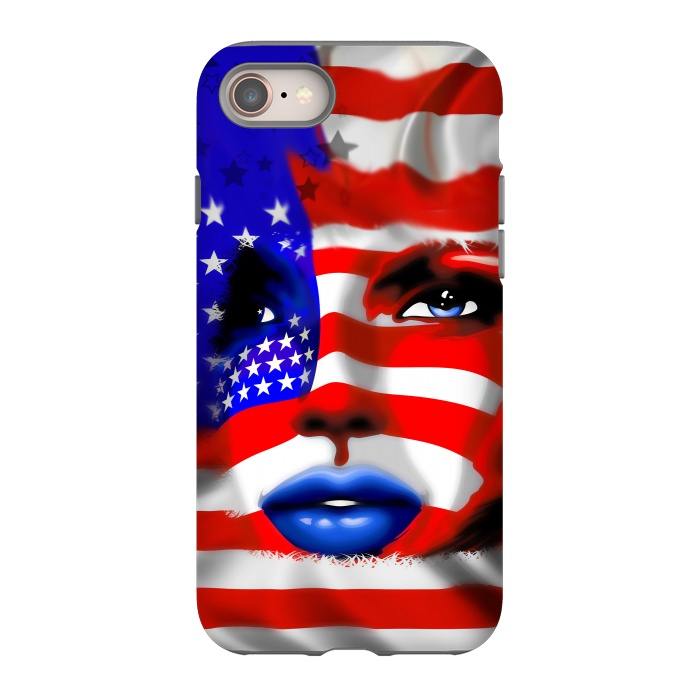 iPhone SE StrongFit Usa Flag on Girl's Face by BluedarkArt