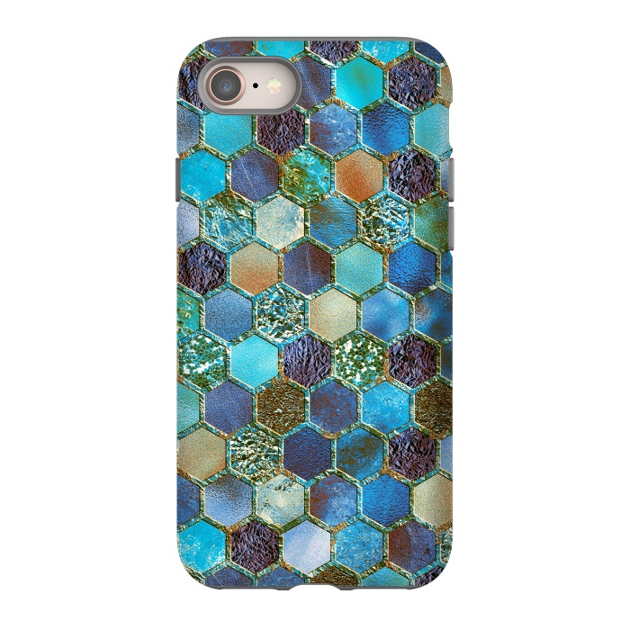 iPhone SE StrongFit Multicolor Blue Metal Honeycomb Pattern by  Utart