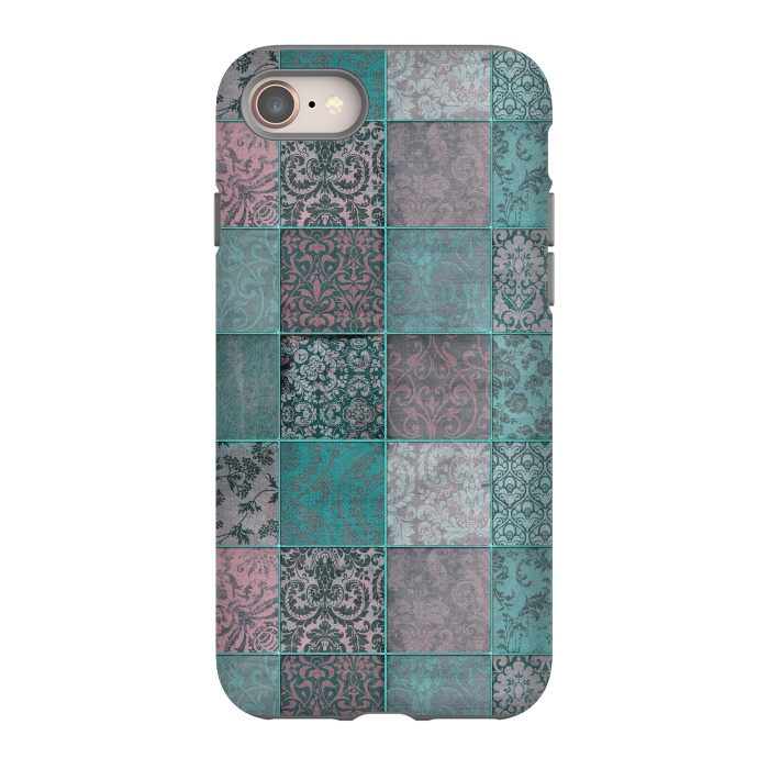 iPhone SE StrongFit Vintage Teal Patchwork by Andrea Haase