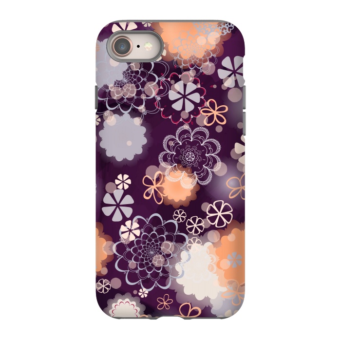 iPhone SE StrongFit Lacy Flowers on Dark Purple by Paula Ohreen