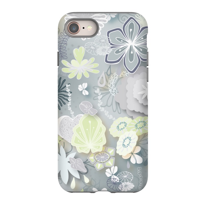 iPhone SE StrongFit Paper-Cut Florals on Grey by Paula Ohreen