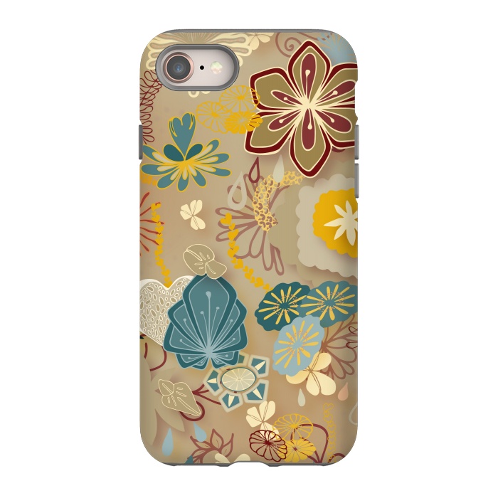 iPhone SE StrongFit Paper-Cut Florals on Gold by Paula Ohreen