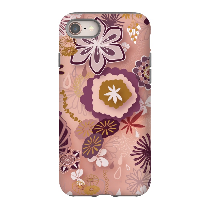 iPhone SE StrongFit Paper-Cut Florals on Pink by Paula Ohreen