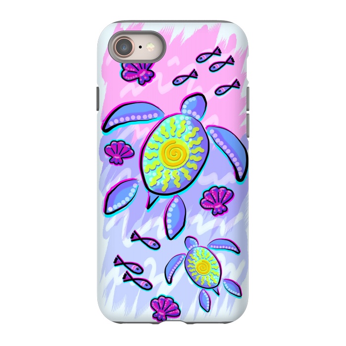 iPhone SE StrongFit Sea Turtle and Sun Abstract Glitch Ultraviolets by BluedarkArt