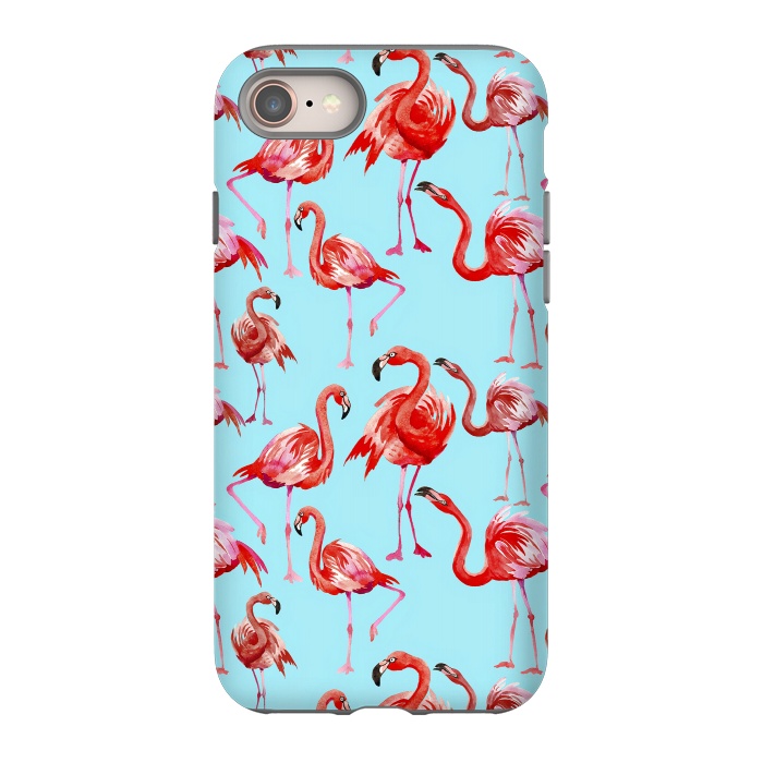 iPhone SE StrongFit Flamingos on Blue by  Utart