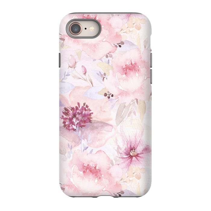 iPhone SE StrongFit Pink Pastel Watercolor Flower Pattern by  Utart