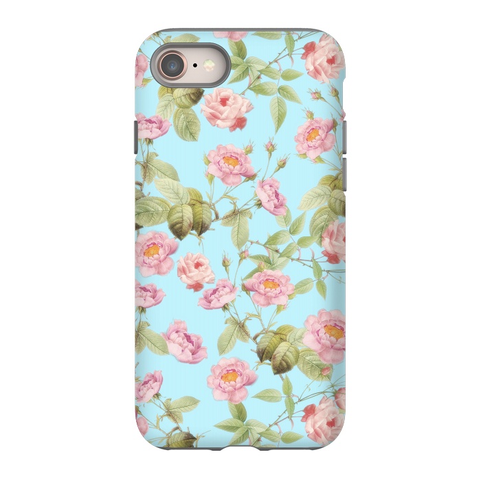 iPhone SE StrongFit Pastel Teal and Pink Roses Pattern by  Utart