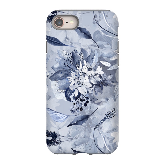 iPhone SE StrongFit Autumnal fresh gray and blue flower rose pattern by  Utart