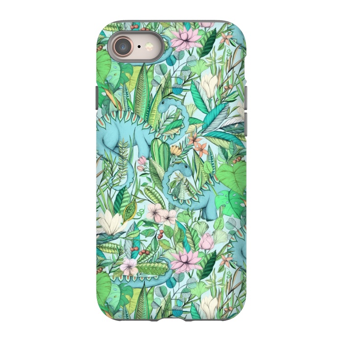 iPhone SE StrongFit Summer Floral with Dinosaurs by Micklyn Le Feuvre