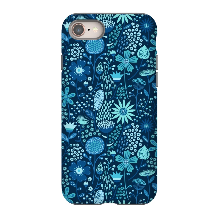 iPhone SE StrongFit Celebration Floral Blue by Portia Monberg