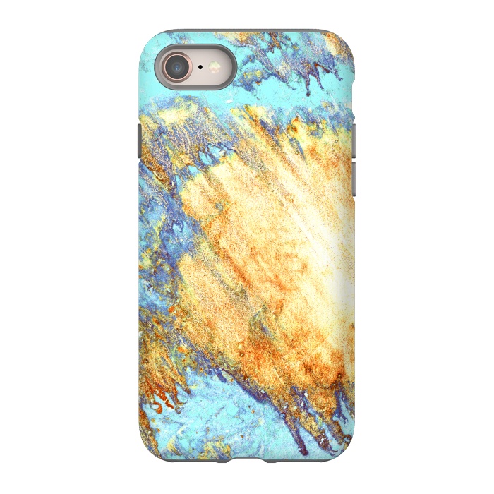 iPhone SE StrongFit Gold & Aqua Marbling Storm  by Tigatiga