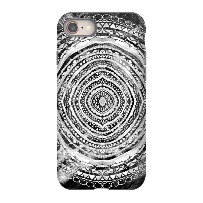 iPhone SE StrongFit Black & White Marbling Mandala  by Tigatiga