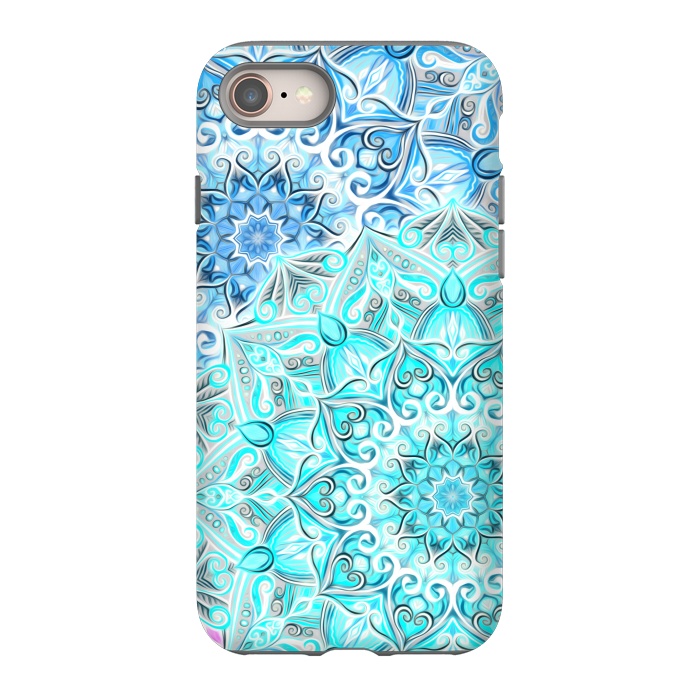 iPhone SE StrongFit Frosted Mandalas in Aqua and Blue by Micklyn Le Feuvre