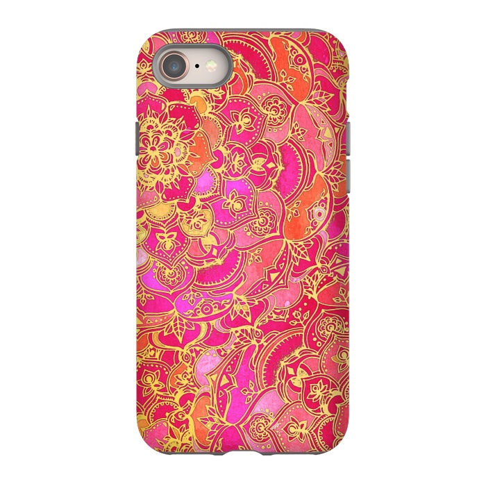iPhone SE StrongFit Hot Pink and Gold Baroque Floral Pattern by Micklyn Le Feuvre