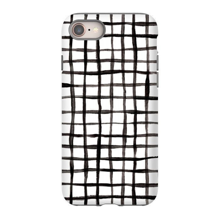 iPhone SE StrongFit Modern Graphic Black and White Hand Painted Grid by Micklyn Le Feuvre