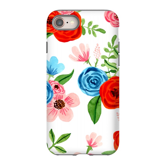 iPhone SE StrongFit White Ditsy Block Floral Garden Print by Becky Starsmore