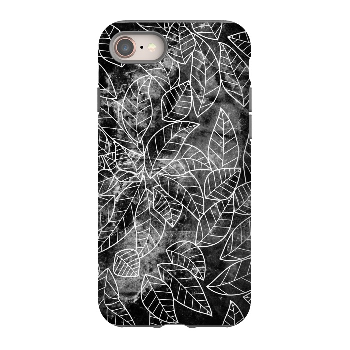 iPhone SE StrongFit Black and white leaves on marble by Oana 