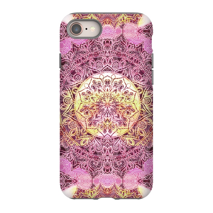 iPhone SE StrongFit Pink yellow solar ethnic mandala drawing by Oana 