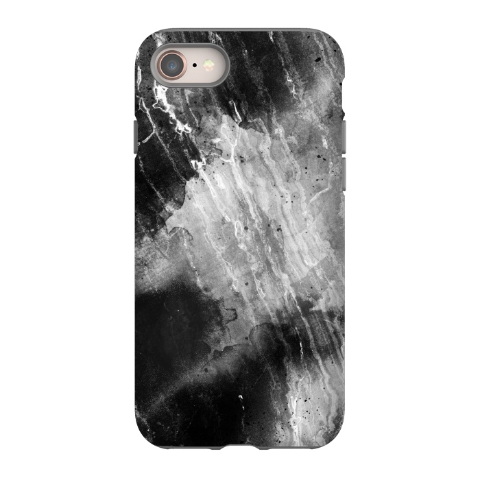 iPhone SE StrongFit Black gray faded marble painting by Oana 