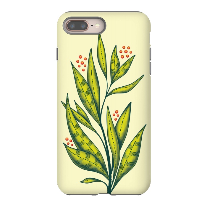 iPhone 7 plus StrongFit Abstract green plant with decorative leaves and berries by Boriana Giormova