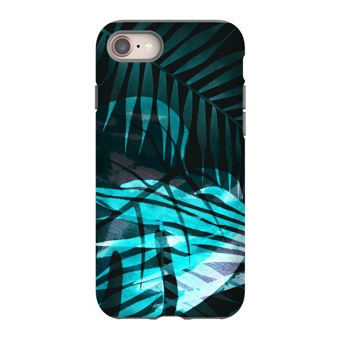 iPhone SE StrongFit metallic palm tropical leaves by Oana 