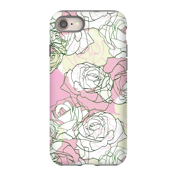iPhone SE StrongFit Pink beige line art roses by Oana 