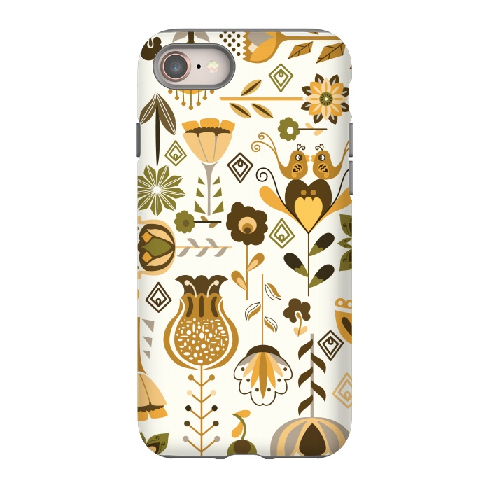 iPhone SE StrongFit Scandinavian Flowers in Mustard and Green by Paula Ohreen