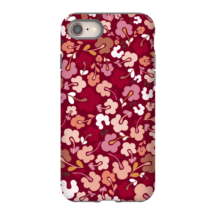 iPhone SE StrongFit Ditsy Flowers in Pink and Orange by Paula Ohreen