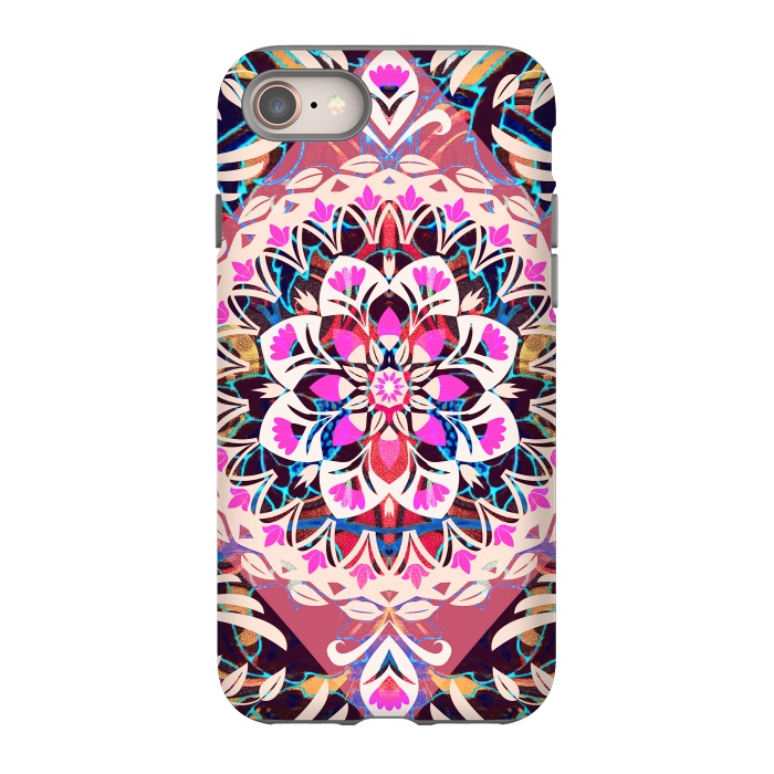 iPhone SE StrongFit Vibrant pink floral ethnic mandala by Oana 