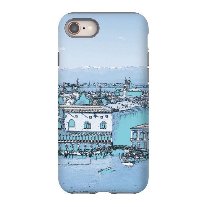 iPhone SE StrongFit Blue watercolor painted Venice, Italy by Oana 