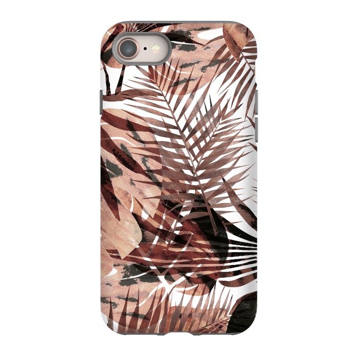 iPhone SE StrongFit Brown tropical palm and ficus leaves by Oana 