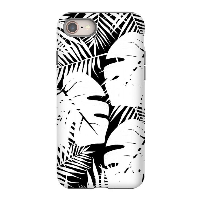 iPhone SE StrongFit White palm and ficus tropical leaves by Oana 