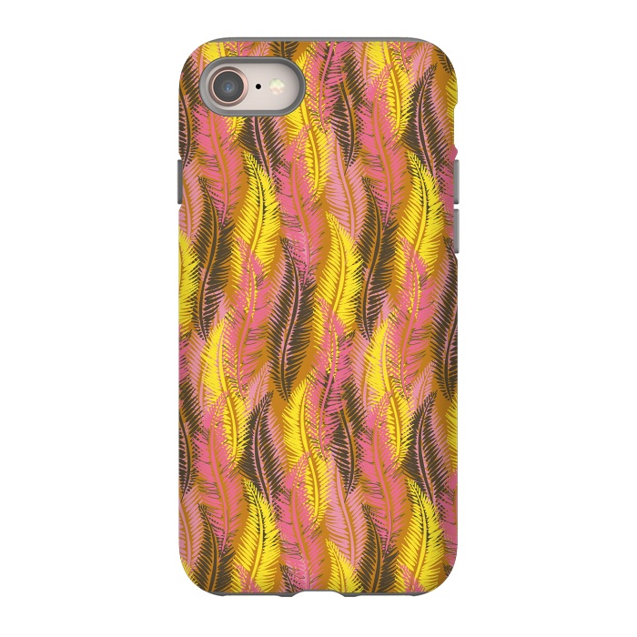 iPhone SE StrongFit Feather Stripe in Pink and Yellow by Lotti Brown