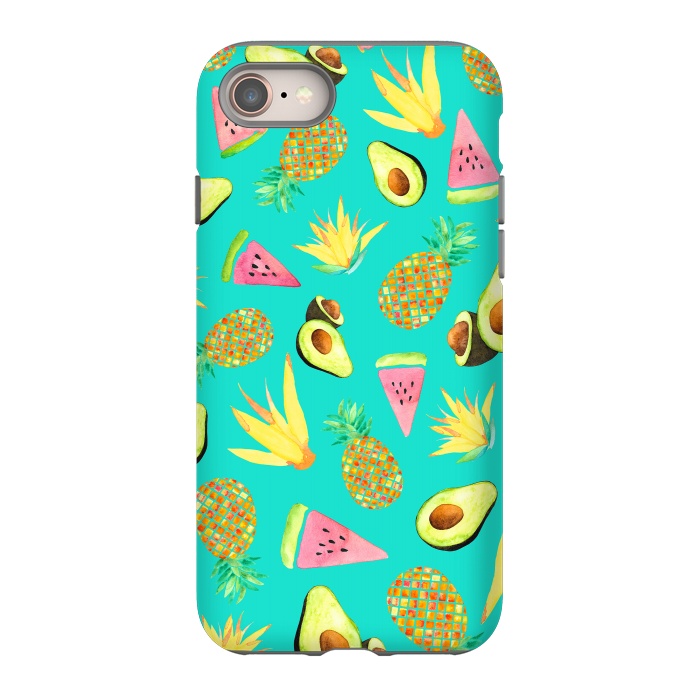 iPhone SE StrongFit Tropical Fruit Salad Aqua  by Amaya Brydon