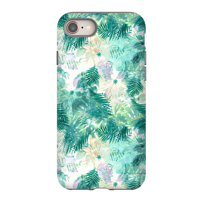 iPhone SE StrongFit Tropical leaves and white watercolor flowers by Oana 
