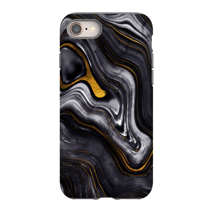 iPhone SE StrongFit Trend Black White and Faux Gold Malachite Agate  by  Utart