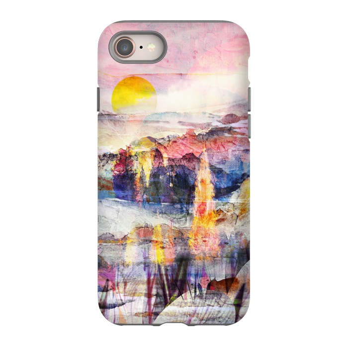 iPhone SE StrongFit Pink painted forest and mountain landscape by Oana 