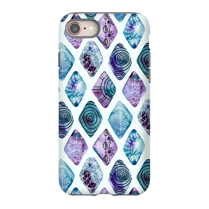 iPhone SE StrongFit Patterned Watercolor Diamonds Blue  by Tigatiga