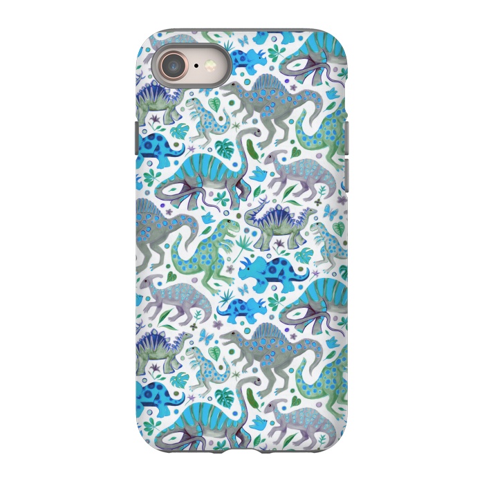 iPhone SE StrongFit Happy Dinos in blue and green by Micklyn Le Feuvre