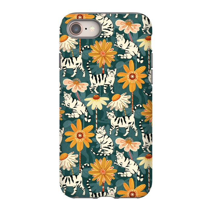 iPhone SE StrongFit Daisy Cats - Teal by Tigatiga