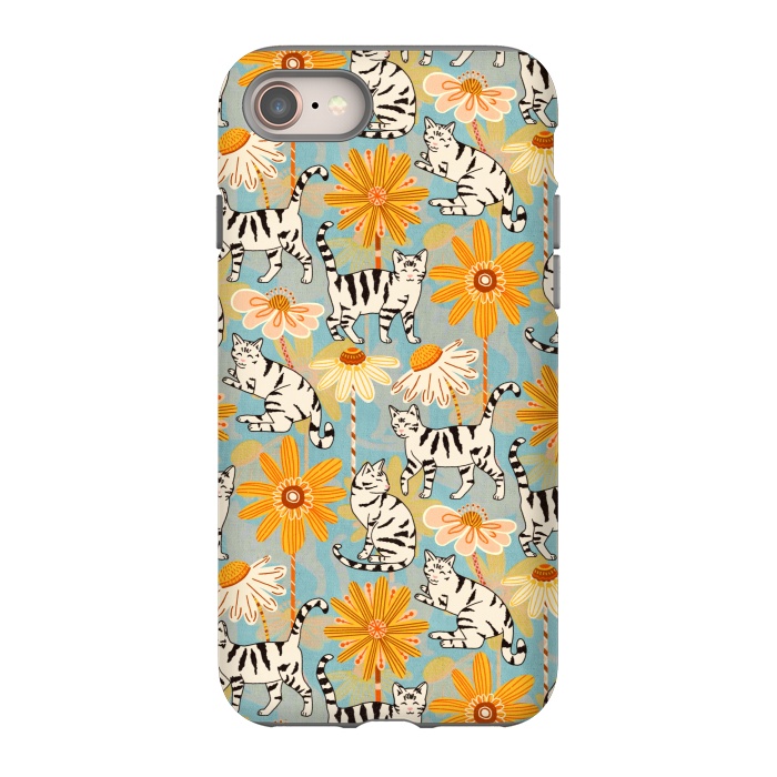 iPhone SE StrongFit Daisy Cats - Baby Blue  by Tigatiga