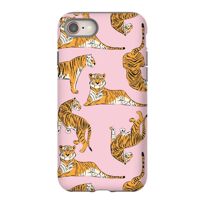 iPhone SE StrongFit Tiger Pattern, pink, 001 by Jelena Obradovic